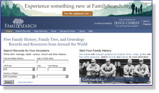 Family Search Website screen grab